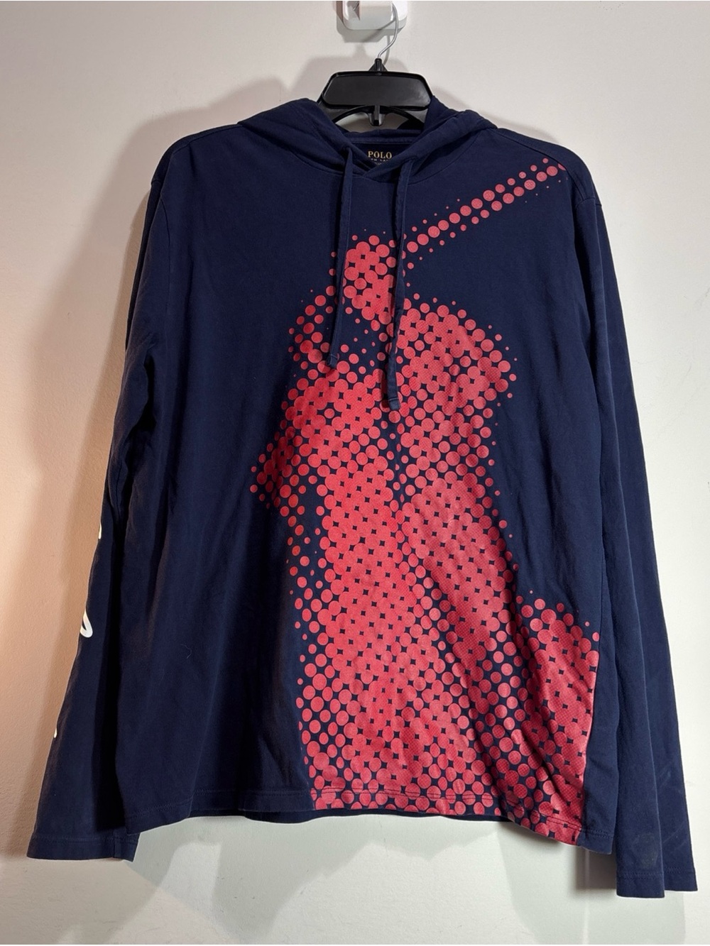 Polo by Ralph Lauren Navy Hoodie with Red Graphic Sz M Mens. 1471
